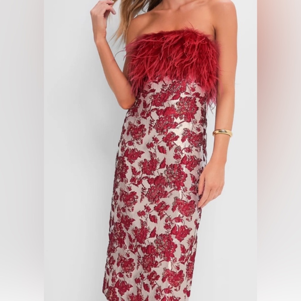 Tuckernuck never worn. Elegant Red Floral Women's Dress